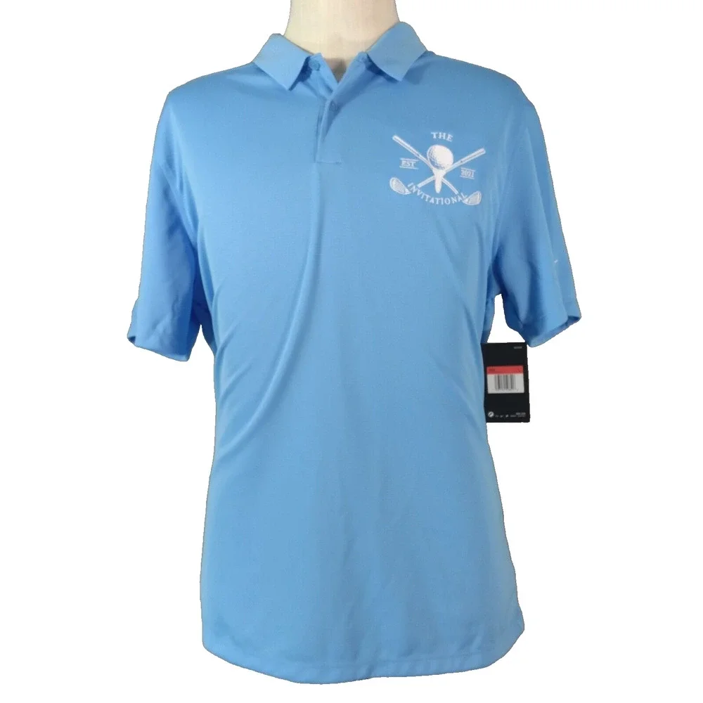 Nike Golf Polo Shirt Mens Large Blue Short Sleeve Dri Fit New Performance‎